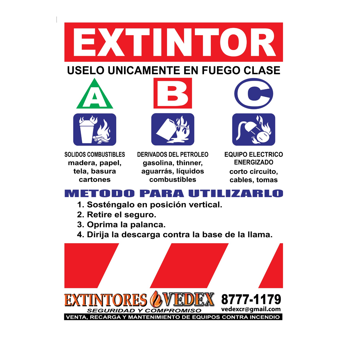 Rótulo señalización PVC extintor Costa Rica